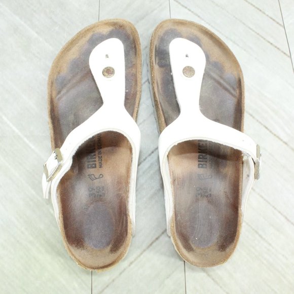Birkenstock Birko Flor Gizeh White Leather Thong Sandals Size US 8 - Picture 6 of 9